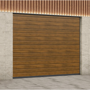 Секционные ворота Prestige цвет Dark oak Тёмный дуб