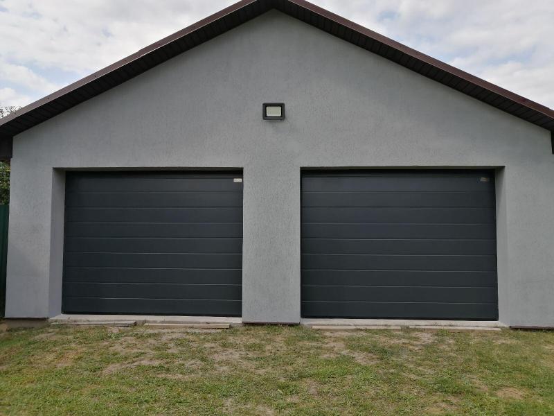 Установка секционных ворот цвет RAL7016 Серый антрацит