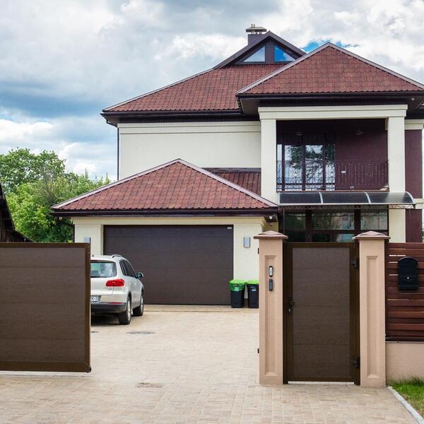 Установка откатных ворот цвет RAL8017 Шоколадный Микроволна